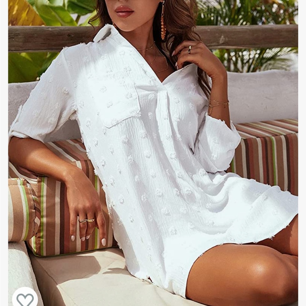 Swimsuit Coverups White Chiffon Bikini Swimwear Beach Cover Up Dress Shirt